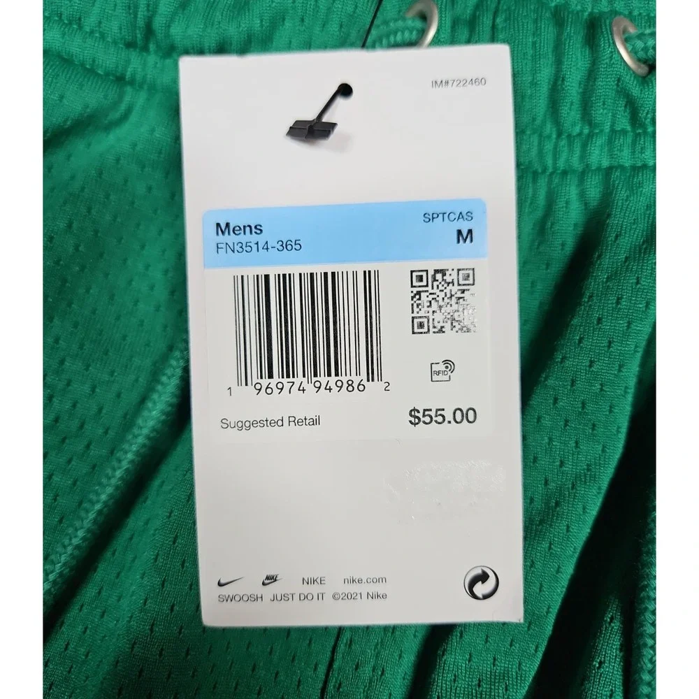 Nike Club Mens Green Mesh Flow Athletic Shorts Size Medium NWT